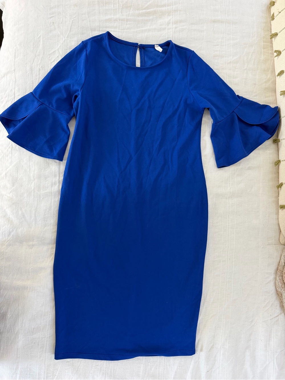 Pinkblush Royal maternity Blue Ruffle-Sleeve Midi Dress